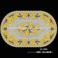 oval print flower golden & whitelace table cloth